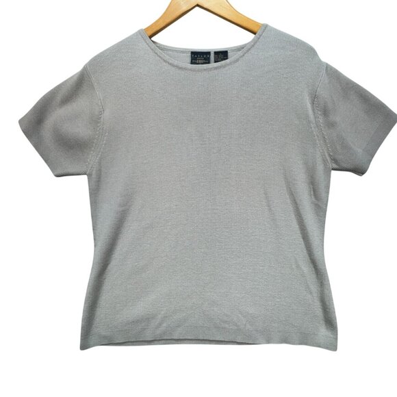 B. Moss Sweaters - Vintage Tailor B. Moss Womens Knit Short Sleeve T-Shirt Sze L Gray Casual Summer